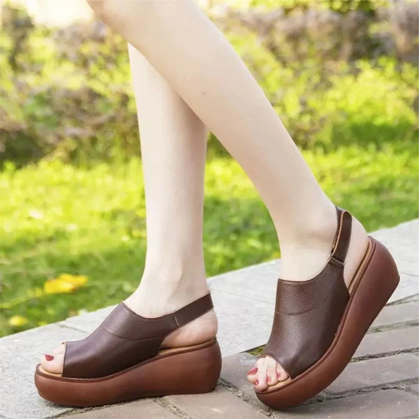 Hand Made Leather Wedge Sandals for Women.