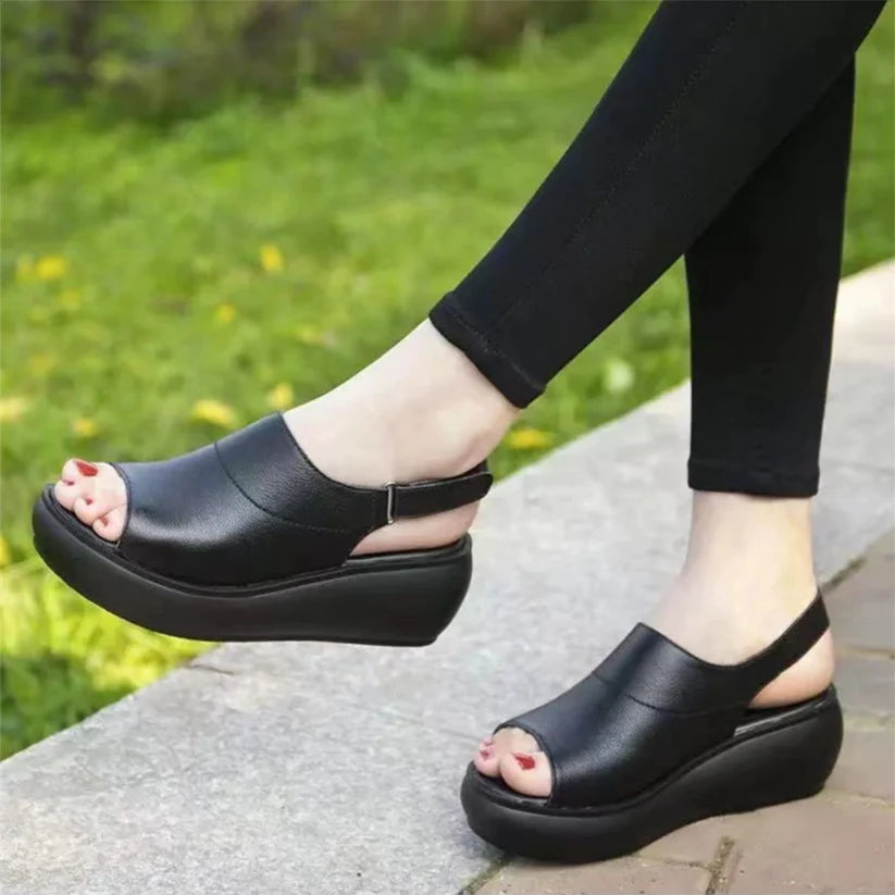 Hand Made Leather Wedge Sandals for Women.