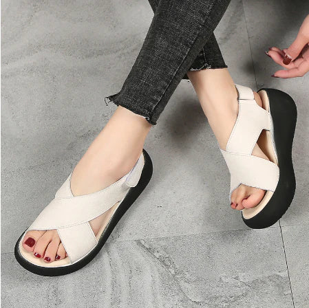 Summer Open-Toe Cross Strap Wedge Sandals